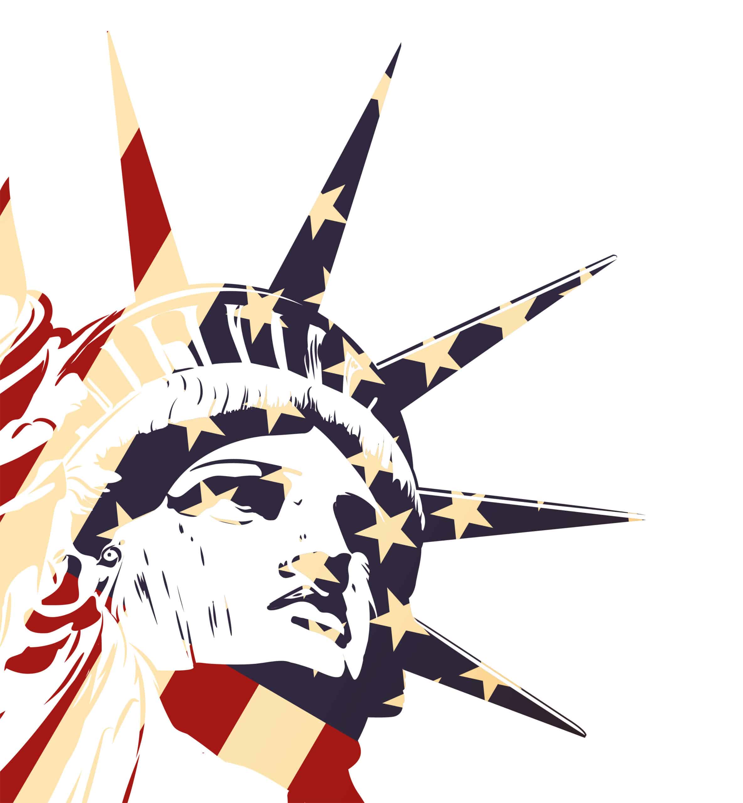 Statue of Liberty. Usa flag. Vector image